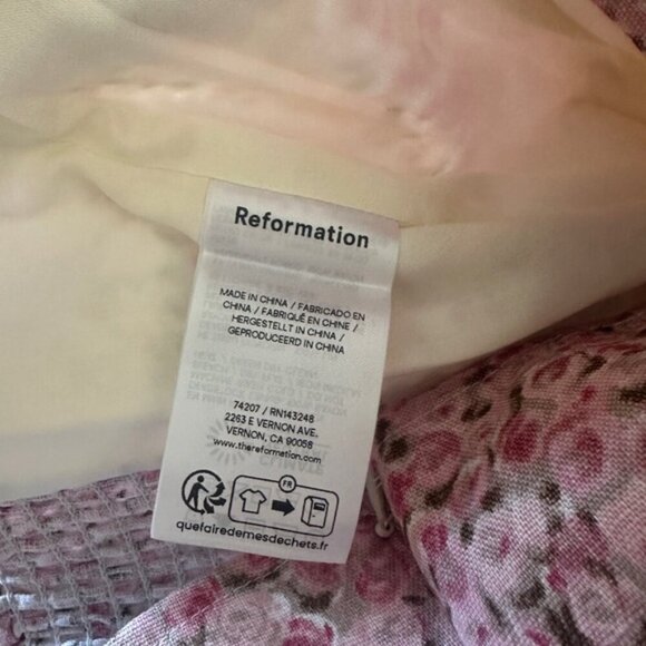 NEW Reformation Hattie Linen Top in Rosin Pink Floral | size 0 - Picture 12 of 12